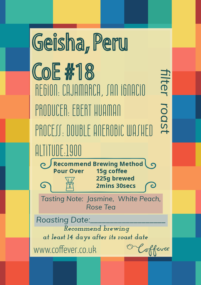 Geisha CoE#18, Peru - Filter Roast 150g